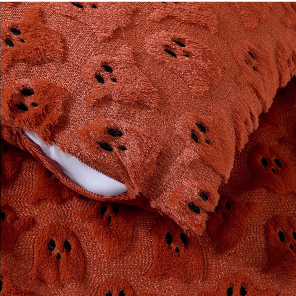 Orange Ghost Pattern Throw Pillows - Picture 2 of 9